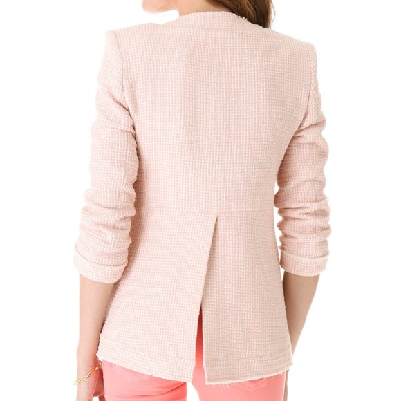 ALICE + OLIVIA Tweed Blazer Jacket Frayed Sz M - Picture 2 of 8